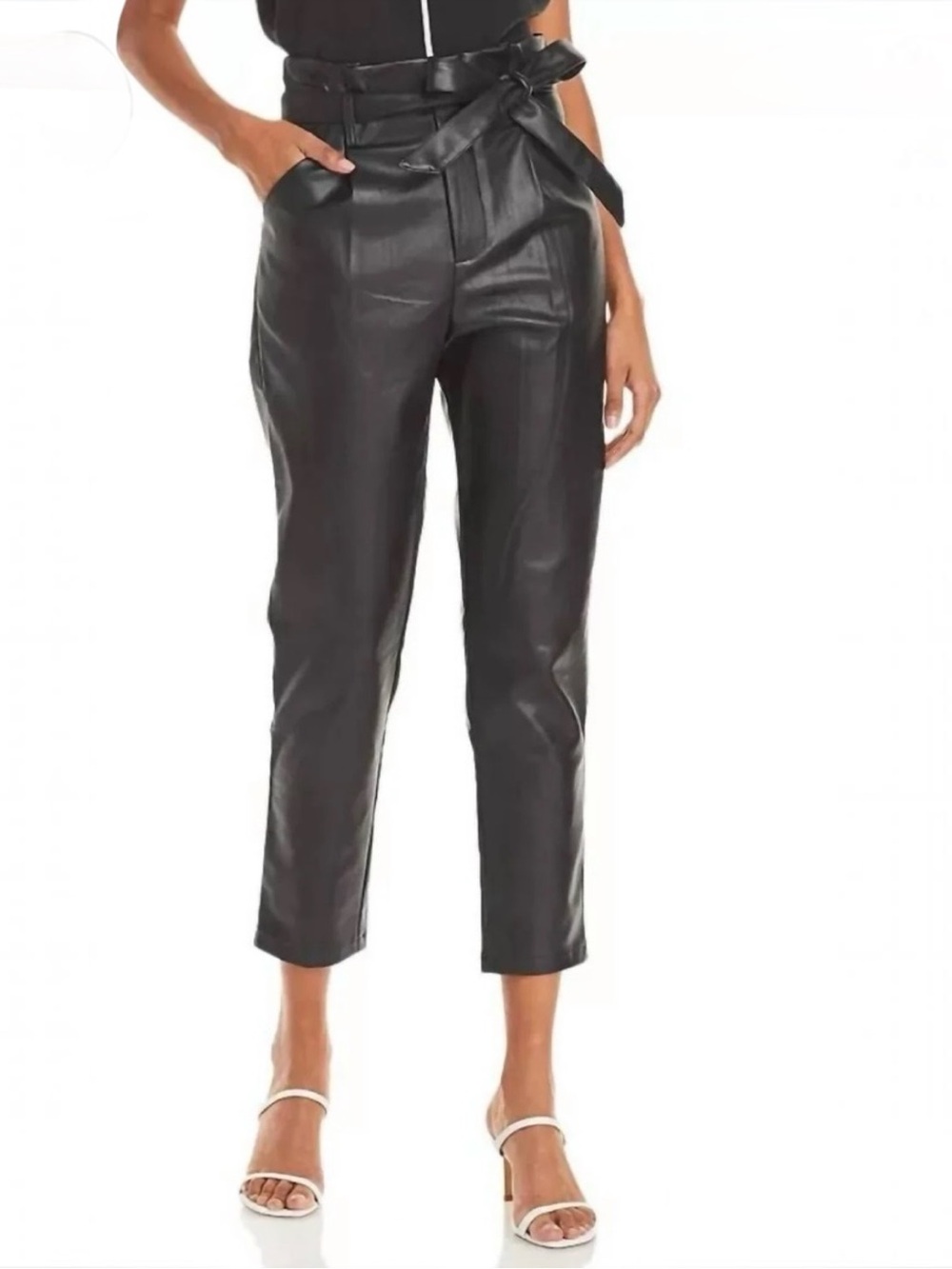 New! Lucy Paris Women's Faux Leather Paper-bag Waist Pants